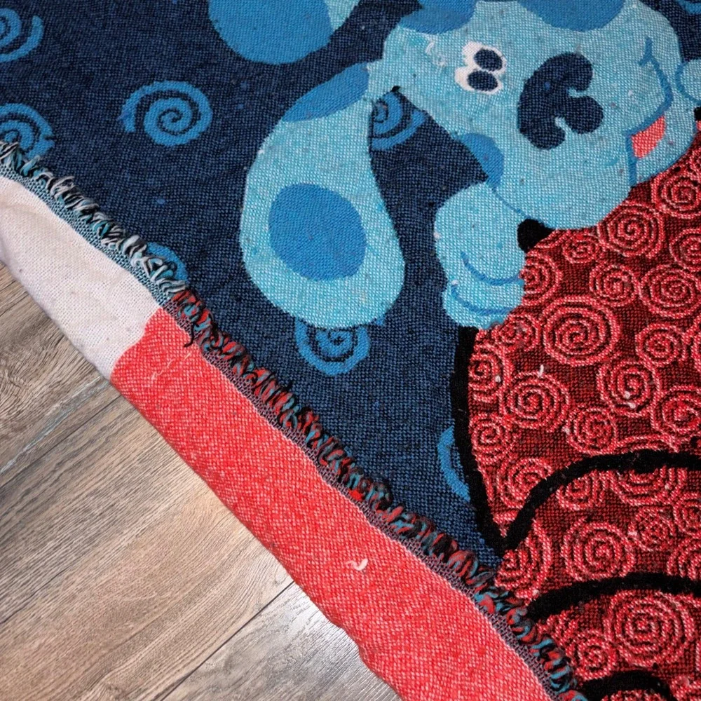 Vintage Blues Clues Woven Tapestry Throw Blanket Thinking Chair Nick Jr 38x50